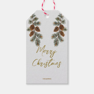 Elegantes Tannenzapfen-Christmases-Geschenk-Tag Geschenkanhänger