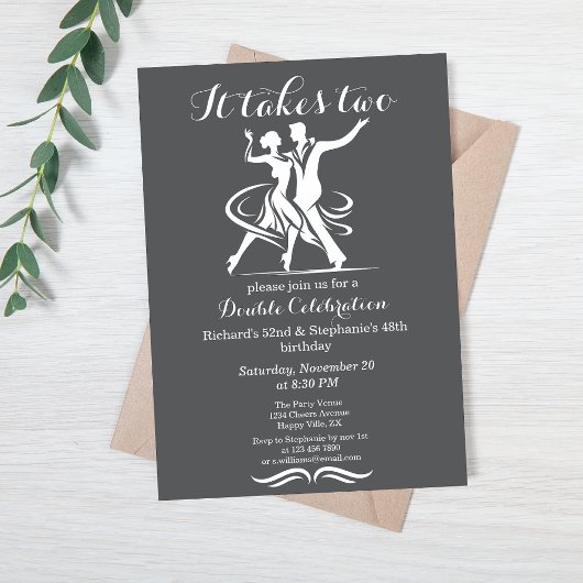 Elegantes Tanzpaar Gemeinsame Geburtstagsfeier Einladung