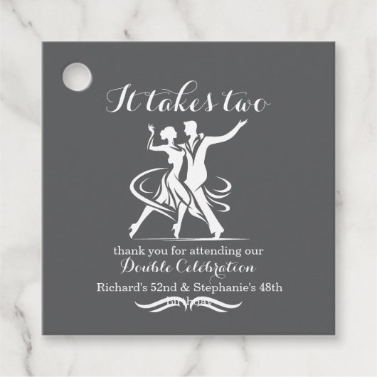Elegantes Tanzpaar Gemeinsame Geburtstagsfeier Geschenkanhänger (Vorderseite)