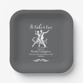 Elegantes Tanzpaar Gemeinsame Geburtstagsfeier Pappteller