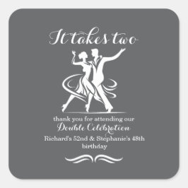 Elegantes Tanzpaar Gemeinsame Geburtstagsfeier Quadratischer Aufkleber