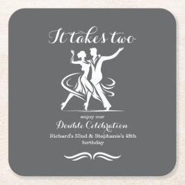 Elegantes Tanzpaar Gemeinsame Geburtstagsfeier Rechteckiger Pappuntersetzer