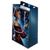 Elegantes Tapestry des Winters Vergessen Sie mich  Kleine Geschenktüte (Rückseite Schrägansicht)