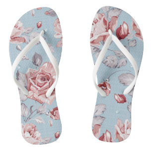 Elegantes Tapetenmuster aus rosa Rosen 2 Badesandalen