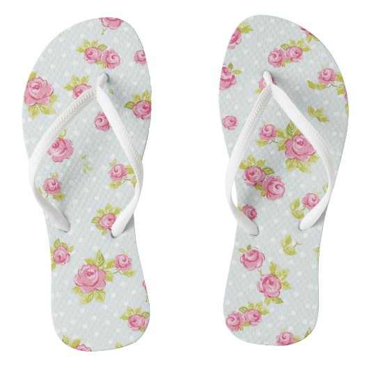 Elegantes Tapetenmuster aus rosa Rosen 4 Badesandalen (Fußbett)