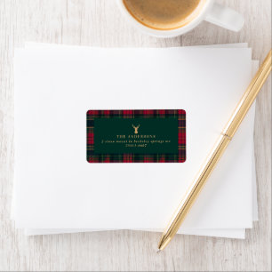 Elegantes Tartan-Karo-Familien-Weihnachten Adressaufkleber
