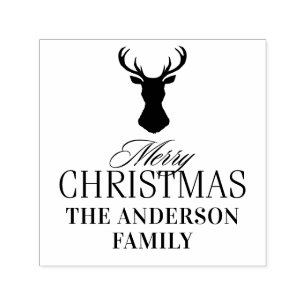 Elegantes Tartan-Karo Frohe Weihnachten Familienna Permastempel