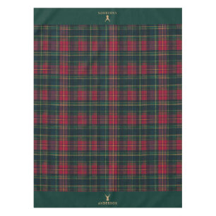 Elegantes Tartan Karo Frohe Weihnachten Familienna Tischdecke