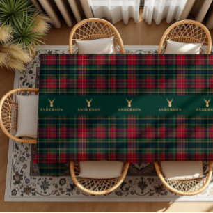 Elegantes Tartan Karo Frohe Weihnachten Familienna Tischdecke