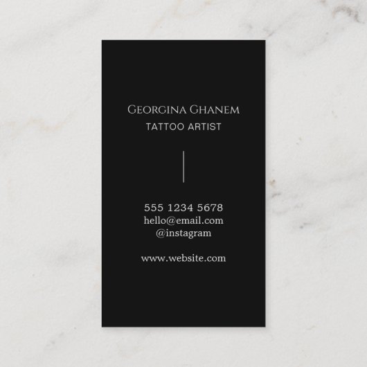 Elegantes Tattoo Artist Back & White Foto Visitenkarte (Rückseite)