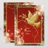 Elegantes TaubenfriedensWirbels-WeihnachtsParty Einladung (Vorne/Hinten)