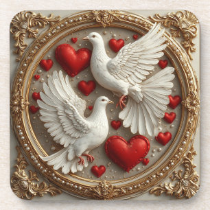 Elegantes Taubenpaar, das Liebe und Einheit symbol Getränkeuntersetzer