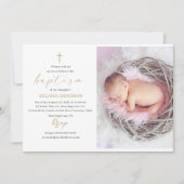 Elegantes Taufhaus Religiöses Foto Einladung (Vorderseite)