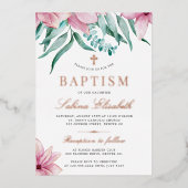 Elegantes Taufkreuz in Aquarellfarben Folieneinladung (Vorderseite)