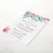 Elegantes Taufkreuz in Aquarellfarben Folieneinladung (Gedreht)