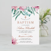 Elegantes Taufkreuz in Aquarellfarben Folieneinladung (Stehend vorne)