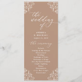 Elegantes Taupe Beige Vintage Hochzeitsprogramm Programm (Vorderseite)
