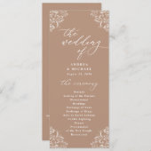 Elegantes Taupe Beige Vintage Hochzeitsprogramm Programm (Vorne/Hinten)