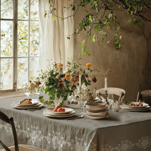 Elegantes Taupe-Blumenmuster  Tischdecke