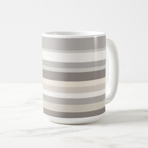 Elegantes Taupe-Creme- und Grau gestreiftes Farmho Kaffeetasse