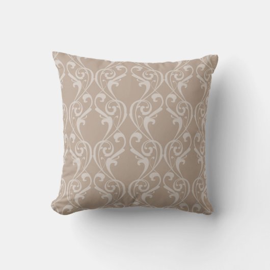 Elegantes Taupe Damask Design 4 Schubkissen Kissen (Vorderseite)