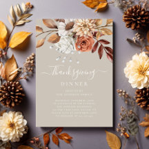 Elegantes Taupe-Herbst-Blumen-Thanksgiving-Dinner