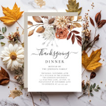 Elegantes Taupe-Herbst-Blumen-Thanksgiving-Dinner