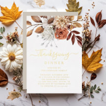 Elegantes Taupe Herbst-Blumen Thanksgiving-Dinner 