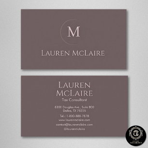 Elegantes Taupe-Kreis-Monogramm Visitenkarte