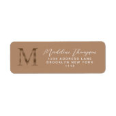 Elegantes Taupe-Metallgold-Monogramm-Adresse (Vorne)