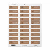 Elegantes Taupe-Metallgold-Monogramm-Adresse (Vorne)
