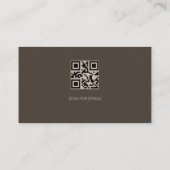 Elegantes Taupe QR Code Visitenkarte (Rückseite)