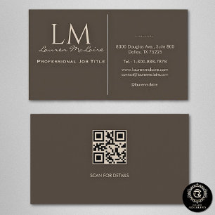 Elegantes Taupe QR Code Visitenkarte