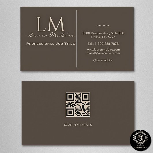 Elegantes Taupe QR Code Visitenkarte