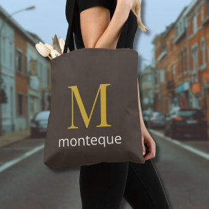 Elegantes Taupe-Tasche mit individuellem Gold-Mono Tasche