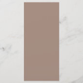 Elegantes Taupe Wedding Menu Menükarte (Rückseite)