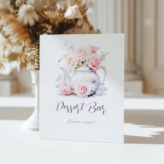 Elegantes Tea Party Brautparty Dessert Bar Sockelschild
