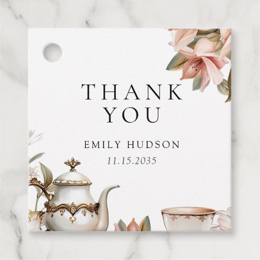 Elegantes Tea Party Brautparty Geschenkanhänger (Vorderseite)
