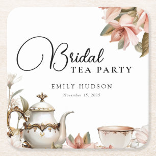 Elegantes Tea Party Brautparty Rechteckiger Pappuntersetzer