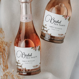 Elegantes Tea Party Brautparty Schaumweinetikett