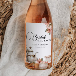Elegantes Tea Party Brautparty Weinetikett
