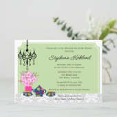 Elegantes Tea Party Einladung (Stehend Vorderseite)