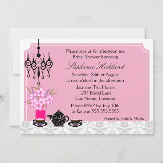 Elegantes Tea Party Einladung (Vorderseite)