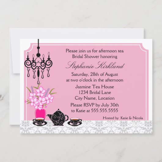 Elegantes Tea Party Einladung (Vorderseite)