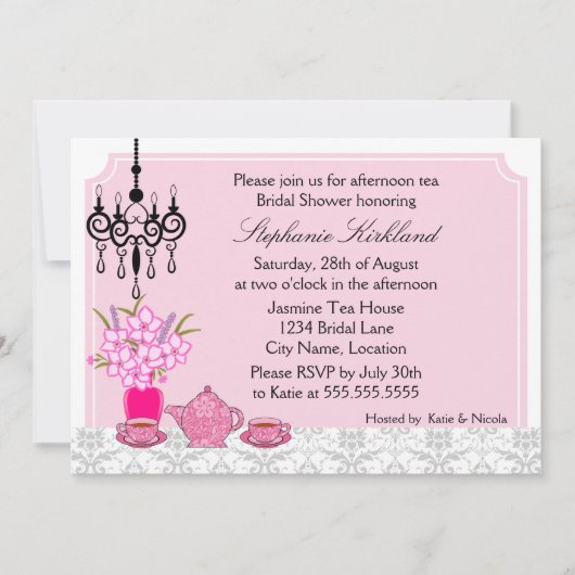 Elegantes Tea Party Einladung (Vorderseite)