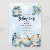 Elegantes Tea Party Einladung zum Geburtstag (Vorne/Hinten)
