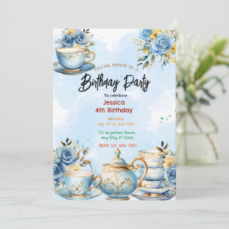 Elegantes Tea Party Einladung zum Geburtstag
