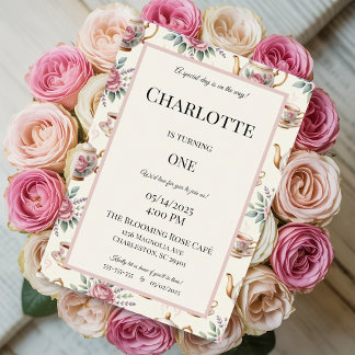 Elegantes Tea Party Geburtstagsfeier Einladung zu 