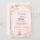 Elegantes Tea Party Rosa Geburtstagsparty Einladung (Vorderseite)