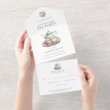 Elegantes Tea Party Wasserfarben Alles in allem